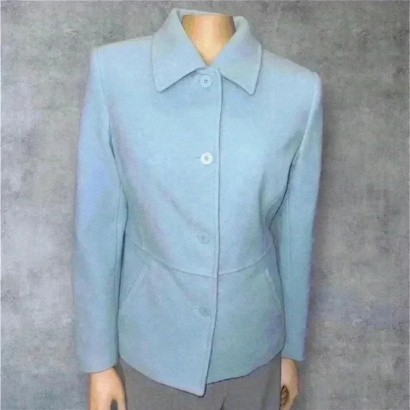 Chadwicks Women's Light Blue Wool Jacket - Classic Button-Up Design size 6 - Picture 1 of 10
